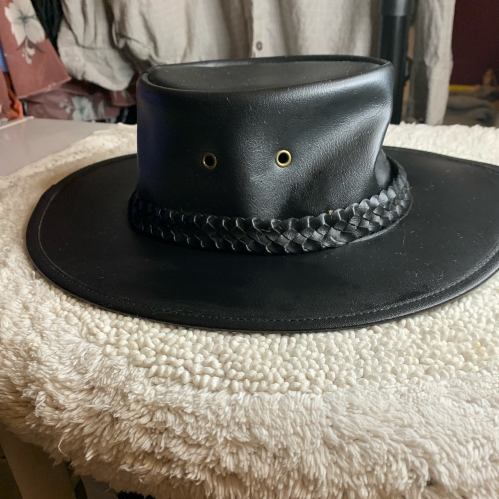 Faux leather hat